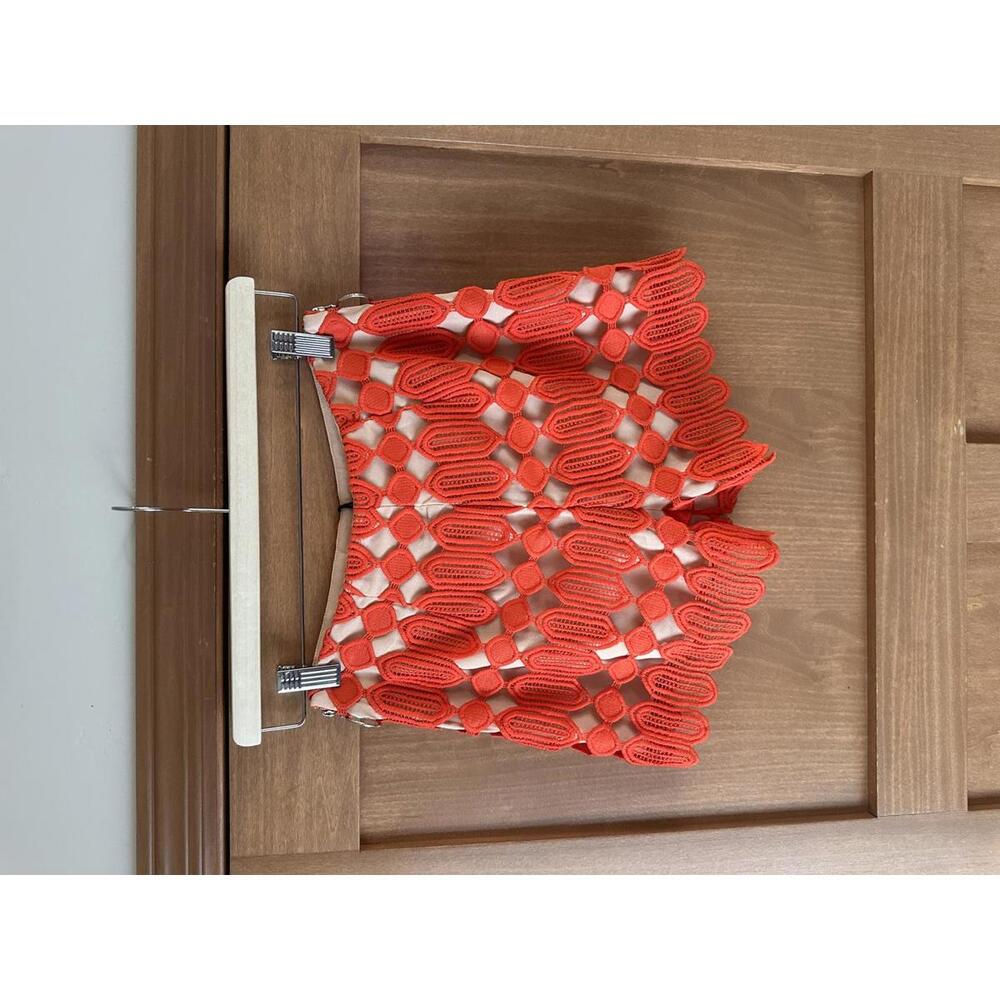 NWT English Factory Orange Lace High Rise Scalloped Hem Shorts Women’s XS - Picture 5 of 15